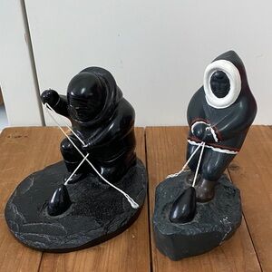 Set of 2 Vintage Boma Canada Inuit Hand Made Seal Hunters